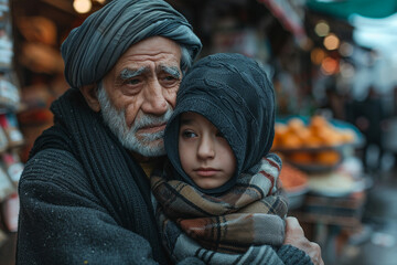 The moment a Muslim person engages in acts of kindness visualized with the sincere detail of documentary photography - obrazy, fototapety, plakaty
