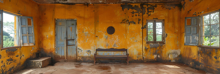 Case a Palabres former meeting room for the elder,
Inside one of the abandoned diamond mining houses outside of Luderitz