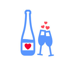 Wine glasses icon or Valentines day symbol, holiday sign designed for celebration, vector trendy modern style. - 757876380