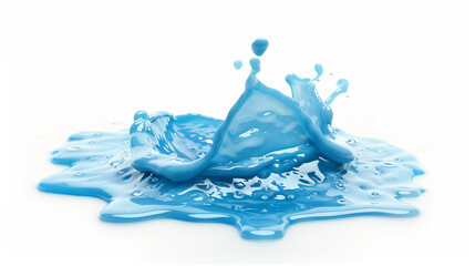 Blue liquid paint splash on white.