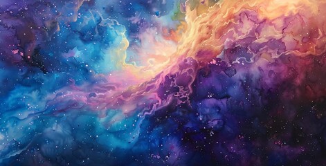 Purple Haze A Colorful Painting of a Space Nebula Generative AI