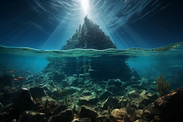 Underwater view of ancient ruins