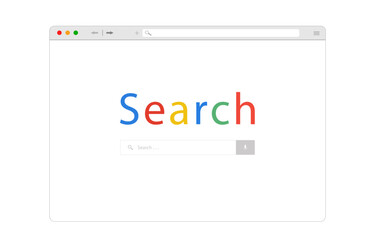 Browser window on a white background. Web browser mockup. Browser Search internet. Flat stock vector illustration.