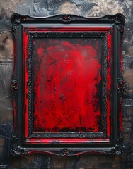 Red Frame of Artwork with Black and Red Paint Generative AI