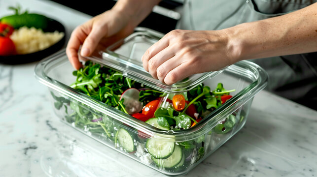 Fresh Vegetable Salad in a Glass Container