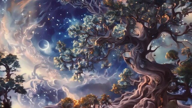 Silent Trees Under a Starry Canopy, Generative AI
