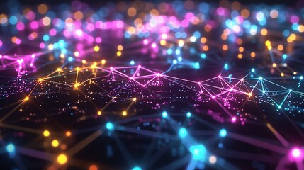 Pulse of the Month Colorful Network of Lights Generative AI - obrazy, fototapety, plakaty