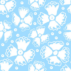 Hand drawn abstract spring flower seamless pattern