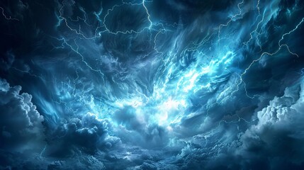 Fototapeta na wymiar Electrifying Night Sky A Stunning View of Lightning and Clouds Generative AI