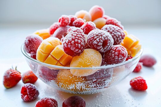 Frozen Fruit Bowl A Cool and Refreshing Treat for Summer Generative AI