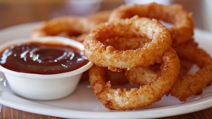 Fried Onion Rings with Ketchup A Delicious and Nostalgic Snack for Any Occasion Generative AI
