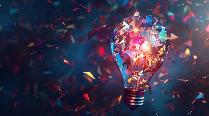 Neon Light Bulb Explosion Generative AI - obrazy, fototapety, plakaty