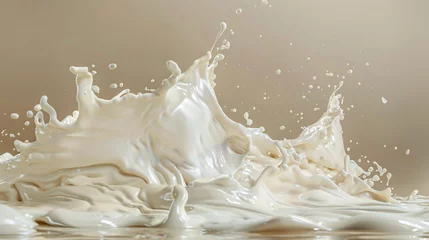 Fotobehang Milk Foam Wave Generative AI © vinod