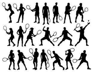 Tennis Player Bundle SVG, Tennis SVG, Tennis Game SVG, Tennis Silhouette, Tennis Player Girl Icon