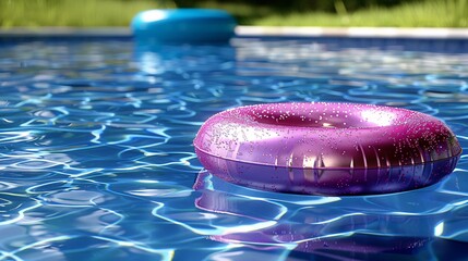 Purple Glitter Raft A Fun and Funky Floating Accessory for Your Pool Party Generative AI - obrazy, fototapety, plakaty
