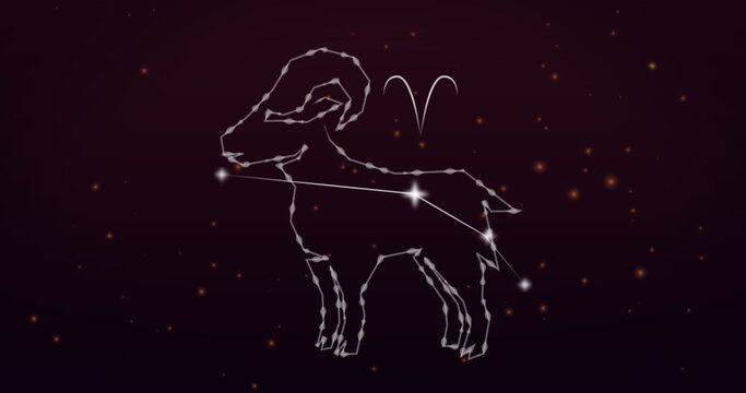 Image of aries star sign on black background