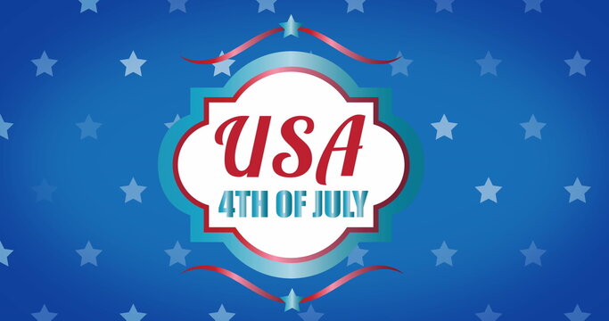 Naklejki Image of usa 4th of july text over stars on blue background