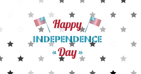 Fototapeta premium Image of happy independence day text over stars on white background