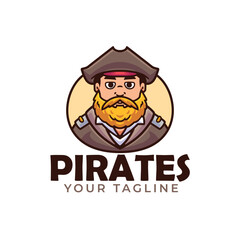 Pirates captain cartoon logo illustration