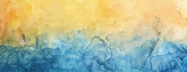 Golden Glow of the Month Yellow and Blue Abstract Art Generative AI