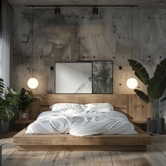 Modern Bedroom Design A Blend of Minimalism and Natural Elements Generative AI