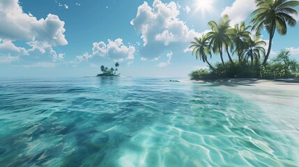 A Tropical Paradise A Beautiful Island in the Ocean Generative AI