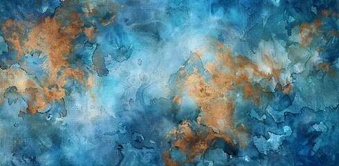 Golden Glow of the Month A Blue and Orange Abstract Painting Generative AI