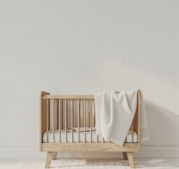 Baby's First Month A Clean, Modern Wooden Crib Generative AI