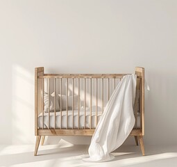 Fototapeta na wymiar Baby's First Month A Clean, Modern Crib Generative AI