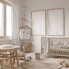 A Clean and Modern Nursery Designed for a Baby's First Month Generative AI