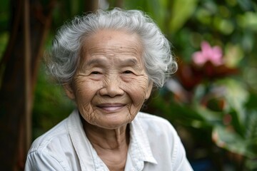 Graceful Grandma Aging Beauty Embraces Life's Journey Generative AI