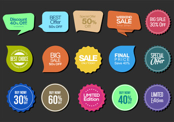 Modern sale sticker and tag colorful collection 
