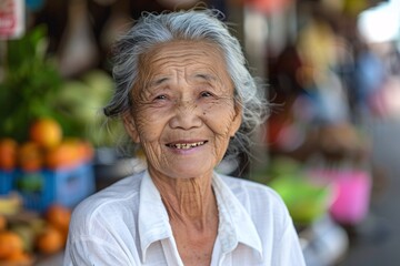 Gray-haired Beauty Smiling at the Camera Generative AI