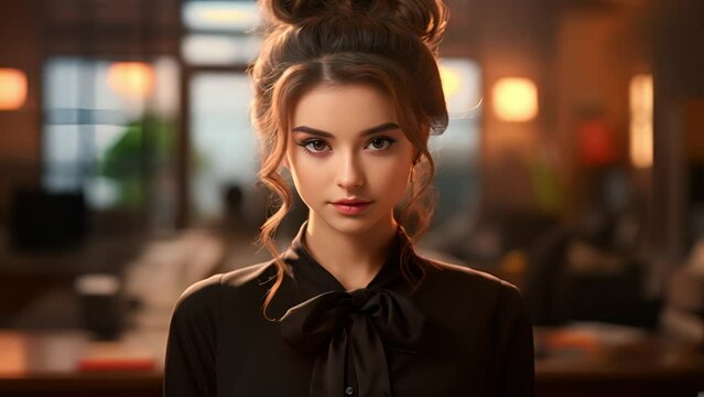 お団子ヘアの女性ポートレート,Generative AI 