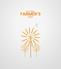 Happy Farmers Day, Farmers day creative Design, Farmer. cow, land, brush, pen, Farmers day banner, poster, vector illustration, 3D