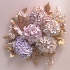Flower Power A Bouquet of White and Purple Flowers for a Monthly Celebration Generative AI