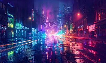 Neon Cityscape A Glowing Night in the Big Apple Generative AI
