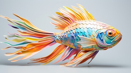 A serene fish in pastel shades against an isolated background