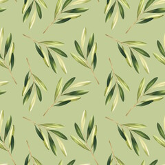 Floral seamless pattern with green leaves. - 757887534