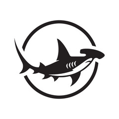 Hammerhead Horizon: Vector Silhouettes of Sleek Shark for Oceanic Enthusiasts and Creative Designs, Hammerhead shark vector illustration.