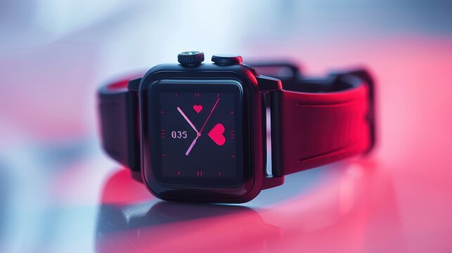 A heart icon graces the screen of a smartwatch, embodying the spirit of Valentine's Day
