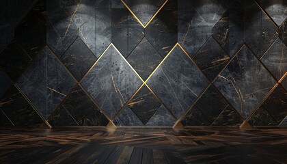 Modern Marble Wall Art A Blend of Gold and Black Generative AI