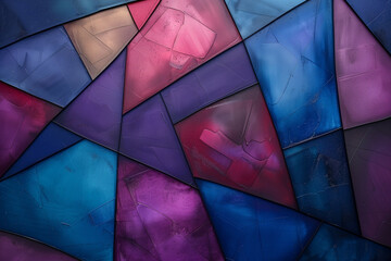 Abstract geometric panel design on blue-purple backdrop 