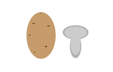 potatoes and mushrooms on a white background