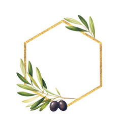 Gold frame with olive branch. - 757889903