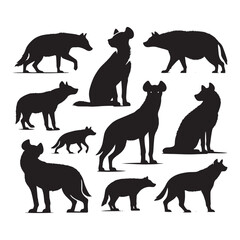 Hyena Silhouette Vector: Predatory Shapes for African Wildlife, Safari Adventure, Hyena vector, Hyena Illustration.