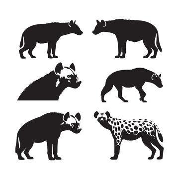 Hyena Silhouette Vector: Predatory Shapes for African Wildlife, Safari Adventure, Hyena vector, Hyena Illustration.