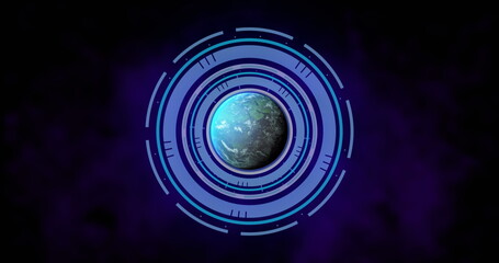 Image of scope scanning and data processing over globe