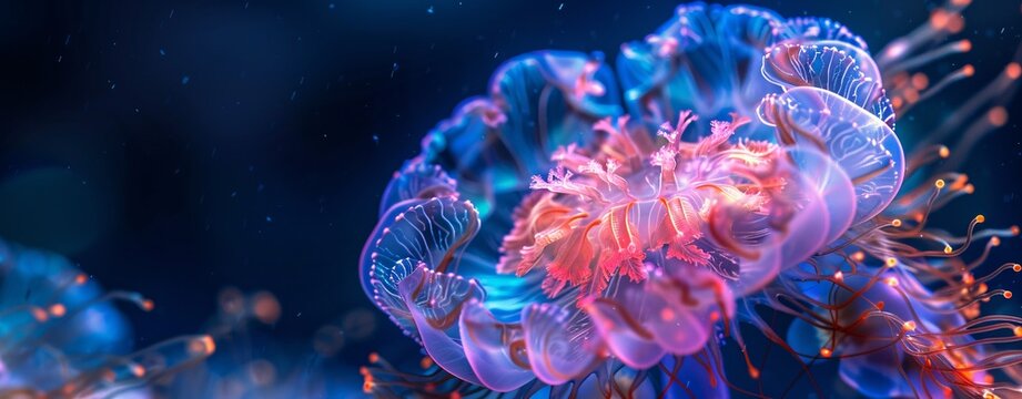 Purple Glowing Jellyfish in a Blue Ocean Generative AI
