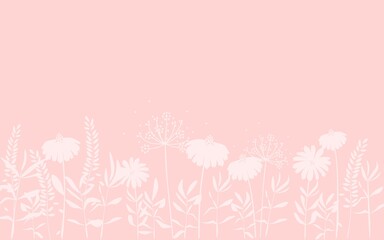 Illustration. Floral background in pink tones. Website design, business card, packaging, wallpaper, templates, invitation